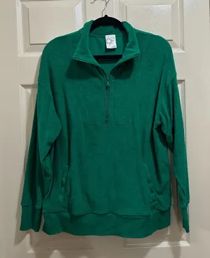 Offline by Aerie quarter zip pullover green terry cloth size medium thumbnail 1