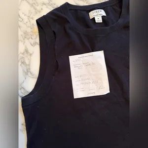 EUC J. Crew Jackie Shell Cotton Sweater Vest Black M holes in right arm seam thumbnail 5