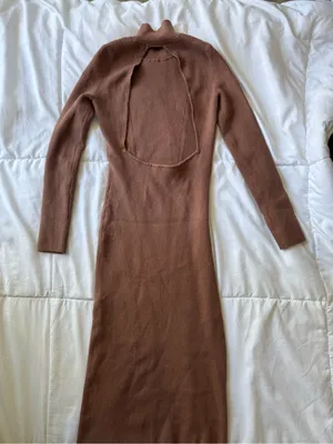 Abercrombie & Fitch Mauve Ribbed Open-Back Midi Dress thumbnail 9