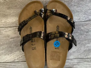 Birkenstock Women's Mayari Microfiber Gator Gleam Black Sandals EU-41 US-10 thumbnail 5
