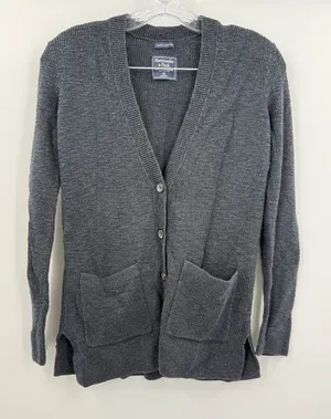 Abercrombie & Fitch Women's 100% Cotton Button‎ Up Cardigan Navy/Gray Size XS thumbnail 1