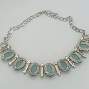 Elegant Statement Silver and Blue Green Iridescent Necklace thumbnail 11