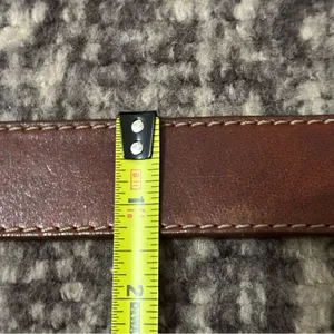 Vintage Y2K Size M Brown Leather Square Brass Buckle Belt thumbnail 5