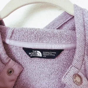 [The North Face] Purple Knit Stitch Fleece Hoodie Snap Button Mock Neck Sz Large thumbnail 8