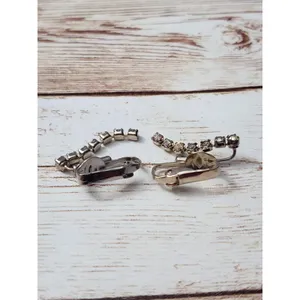 Vintage Screw On Earrings - Clear Gem Strand Dangle 7/8" thumbnail 5