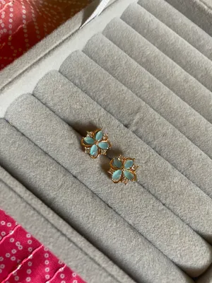 Turquoise Flower Studs Blue thumbnail 3