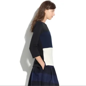 Madewell Striped Career‎ Ponte colorblock shirt Top blouse XS office casual thumbnail 2