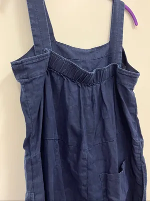 Quince 100% European Linen Navy Square Neck Jumpsuit size M thumbnail 4