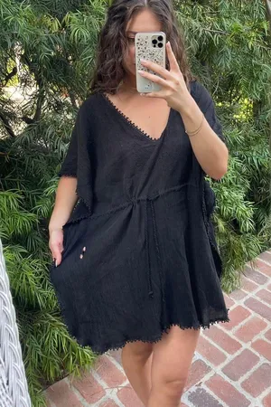 Black Old Navy beach cover up / one size/ has a small tear thumbnail 5