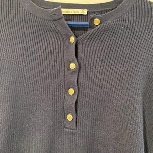 Abercrombie & Fitch Ribbed Henley Top Navy Long Sleeve Size M thumbnail 8