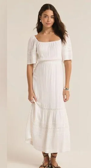 NWT Z SUPPLY White Poppy Midi Dress thumbnail 1