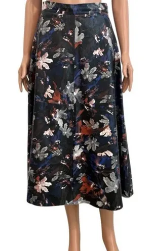 Shelanna juniors large floral faux leather a line midi skirt SK 3525 thumbnail 1