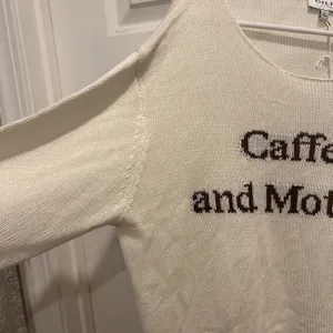 New Gilli Women Caffeinated and Motivated Graphic Knit Sweater Cream Large Mama thumbnail 4