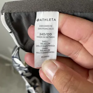 Athleta Bikini Swim Suit Top Tropical Floral Print Gray Cream Size 34D/DD thumbnail 7