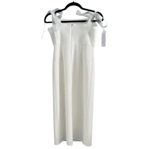 NWOT Lulus Romantic Celebration White Tie Strap Bodycon Midi Dress Size Small thumbnail 5
