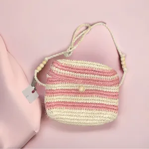 NWT ZARA Jute Striped Beaded Crossbody Bag thumbnail 4