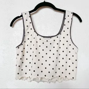 Topshop Polka Dot Picot Crop Top Cream Size 8 thumbnail 9
