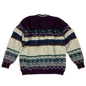 AGGIO Vintage Cardigan Geometric Knit Button Front‎ Sweater XL thumbnail 2