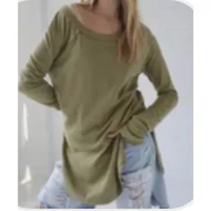 We The Free Women's Snowy Thermal Tee Size XL Green Long Sleeve Tunic thumbnail 2