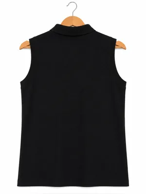 Ralph Lauren Womens Black Polo Sleeveless Crest Top Y2K Old Money Preppy Large thumbnail 3