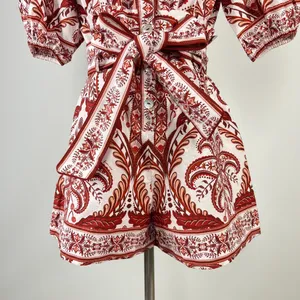 NWT Farm Rio Tropical Cameo Belted Romper Size M 100% Cotton Puff Sleeves thumbnail 5