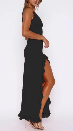 Amazon Black Ruffle Maxi Dress thumbnail 3