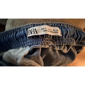 Zara Women’s Small Denim Pull-On Shorts Elastic Waist thumbnail 4