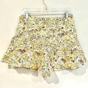 Free People‎ Shallow Waters Cotton Printed High-Waist Shorts Women's 8 Yellow thumbnail 4