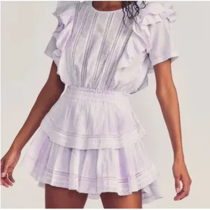 Love Shack Fancy Natasha Heritage mini ruffle dress‎ purple size large pastel thumbnail 6