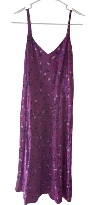 GAP Purple Floral Midi Dress Smocked‎ Bodice Adjustable Straps Small thumbnail 1