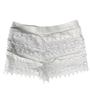 Express Women Medium Embroidery White‎ Elastic Waist Shorts Summer Beach Boho thumbnail 2