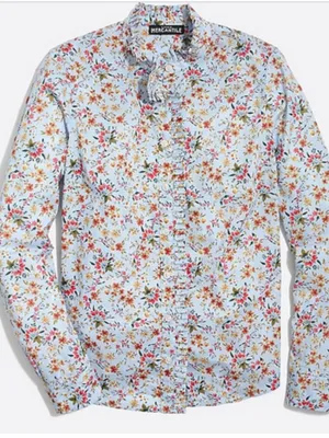 J. Crew Floral Button Up Shirt Size Small Blue Orange Cotton thumbnail 2