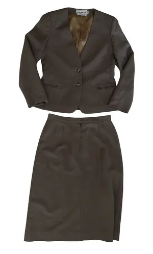 Women's Brown Two-Piece Skirt Suit Jacket & Skirt thumbnail 1