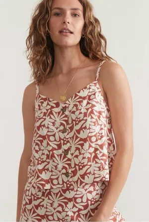 Marine Layer Celeste Hemp Cami Auburn Flora‎ Rust Women’s XL thumbnail 1