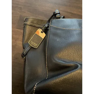 Lauren Ralph Lauren LRL Black Leather Sheldon Tote Handbag Shoulder Bag Purse thumbnail 5