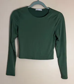 Sincerely Jules Dark Green Long Sleeve Crop Top thumbnail 1