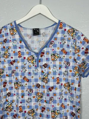 Koi Tokidoki Women L Summer Picnic Eve Scrub Top Shirt Stretch Pockets 1017TKD thumbnail 3