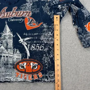 Auburn Tigers Y2k Graphic Blouse Women Large Embellished Ruffle V-Neck 3/4 Sleev thumbnail 8