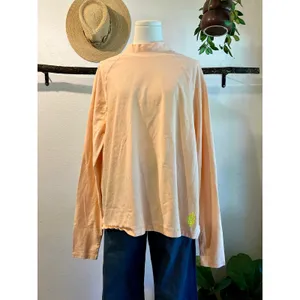 Free People Peach Cotton Restortation Long Sleeve Cotton Top Size Small thumbnail 10