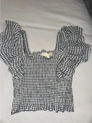Anthropologie Maeve Crinkle Gingham Smocked Top thumbnail 4