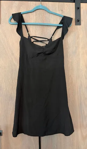 Black Landon Mini Dress Tie Back Princess Polly Size 10 thumbnail 1