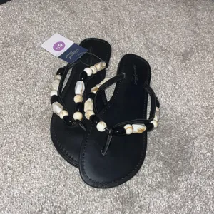 Universal Threads Cindy boho beaded sandals black and beaded faux stones new thumbnail 3