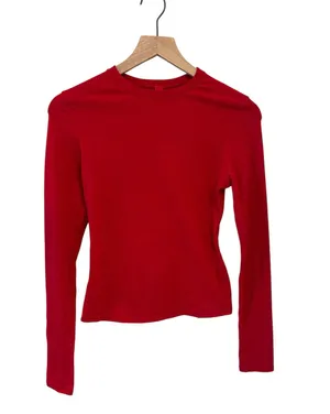 Skims Cotton Jersey Long Sleeve T- Shirt Cranberry M Brand New with Tags thumbnail 1