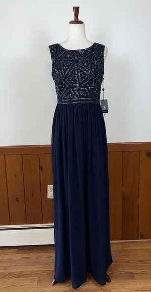 Stunning New Adrianna Papell Beaded Bodice Chiffon Mother of the Bride Gown! thumbnail 1