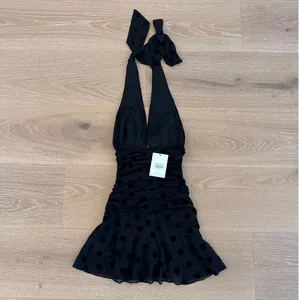 Hello Molly Halter Mini Dress Polka Dot She's So Current Size XS in Black thumbnail 4