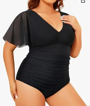 Yonique Plus Size Swimsuits for Women One Piece Tummy Control Bathing Suits Ruffle Swimwear thumbnail 4