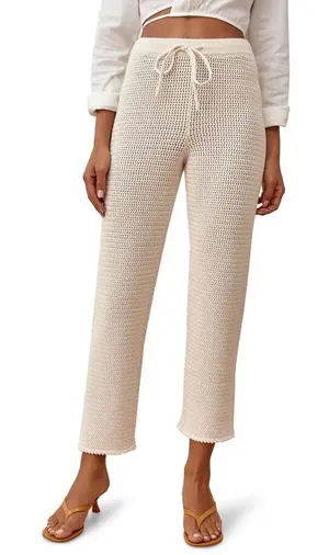 Reformation Cream Rosso Open Knit Organic Cotton Pants size Small thumbnail 1