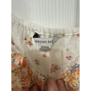 American Eagle Women's Cream Floral V-neck Cinch Cami, M thumbnail 8