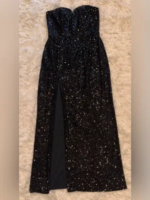 NEW Amanda Uprichard Cherri Sequin Black Gown Sz. S thumbnail 6