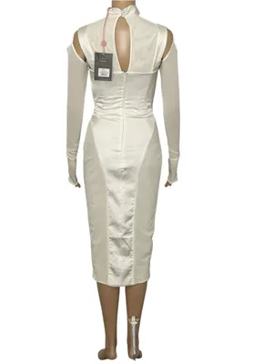 HOUSE OF CB Talika Corset Midi Dress, Ivory, XS thumbnail 6